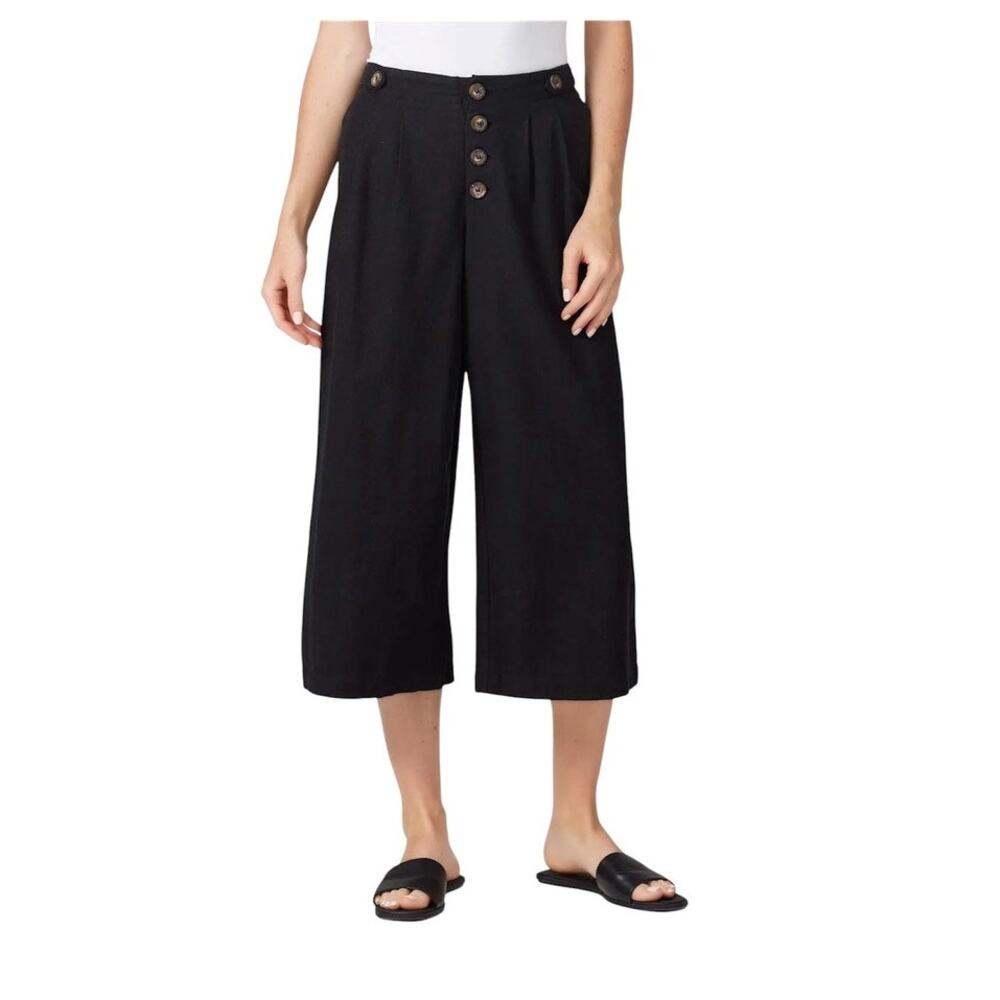 Greylin small Nana pleated linen cropped wide leg culottes P2 3401